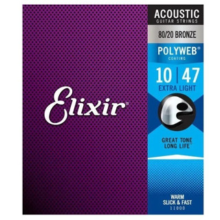 Elixir 木吉他弦Polyweb 黃銅 厚包覆 11000 11025 11050