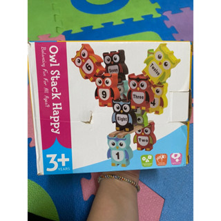 二手貓頭鷹疊疊樂 木頭材質玩具