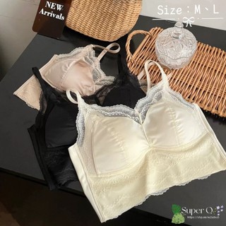 【Super Q】8807#法式緞面蕾絲無鋼圈內衣 無鋼圈內衣 無痕內衣 罩杯小可愛 美背 可調肩帶 內搭背心