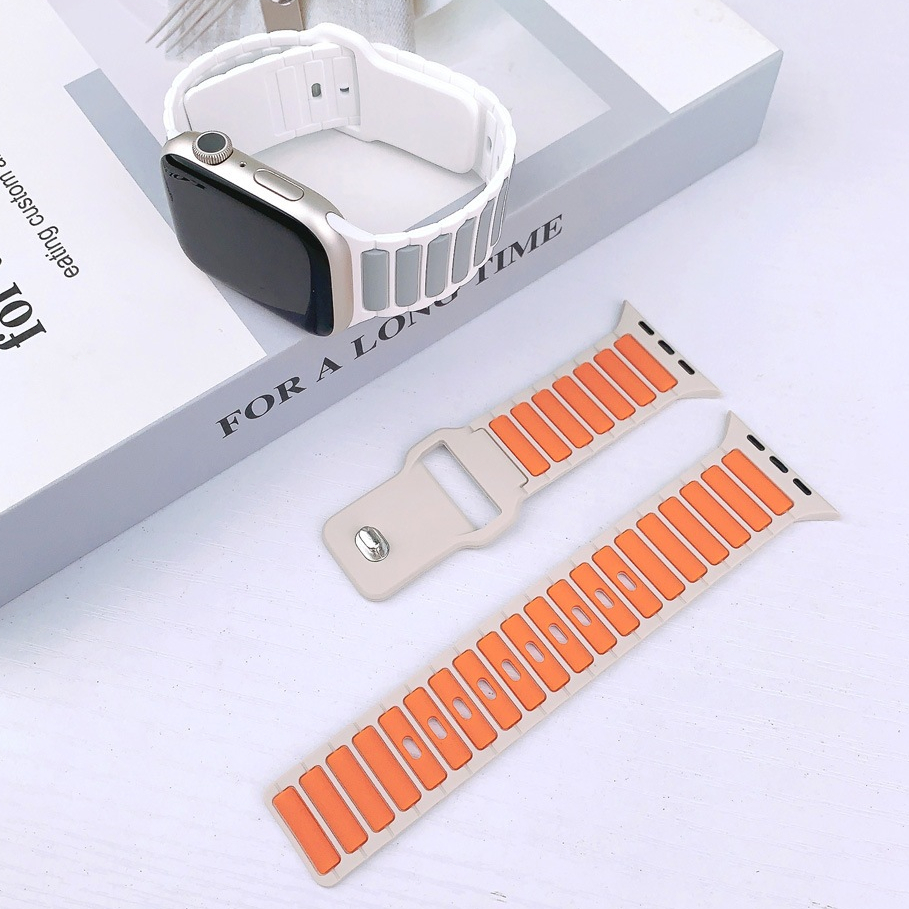 Apple watch 錶帶 手錶帶 適用 iwatch 10代 ultra 9/8765 se/S10 三珠暗扣雙色