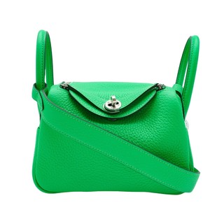 Hermes Mini Lindy 19 牛皮手提肩背兩用包(竹子綠)