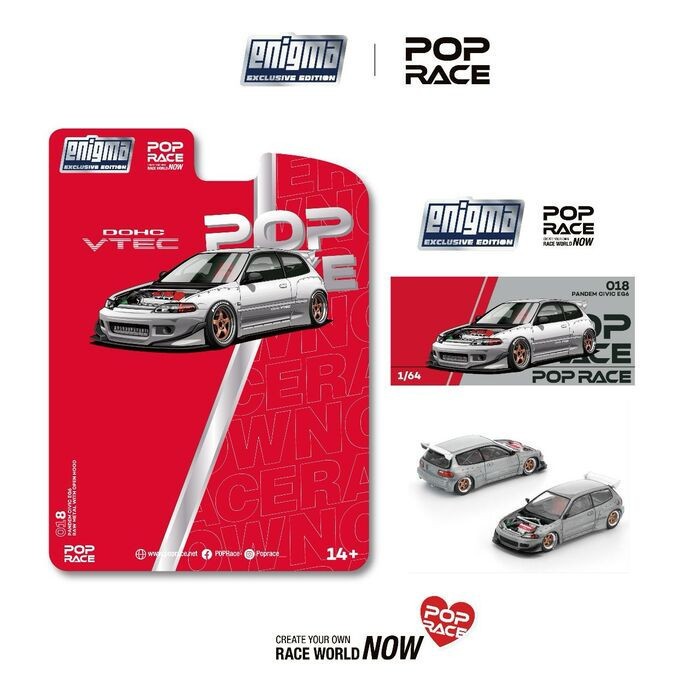【預購2026年1月】[吊卡版] POP RACE × ENIGMA 本田 PANDEM CIVIC EG6