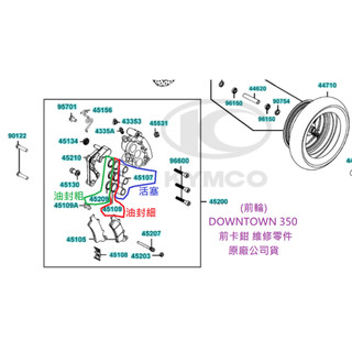 KYMCO光陽 原廠 DOWNTOWN 350 DT350 卡鉗維修包 細部零件 前卡鉗 後卡鉗 卡鉗活塞 卡鉗油封