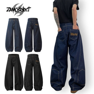【𝐙𝐚𝐦𝐨】復古西岸彎刀牛仔褲 美式 Baggy 闊腿褲 pants 女生長褲 褲子 寬褲 落地褲 嘻哈 跳舞 滑板