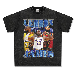Lebron James 勒布朗詹姆斯 小皇帝純棉T恤 水洗做舊短袖 複古美式半袖 正肩T恤 嘻哈t恤 美式水洗over