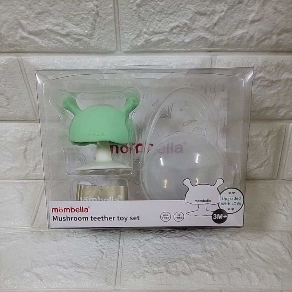 Mombella 啾比小蘑菇固齒器隨身套組 固齒器+收納盒+防掉繩