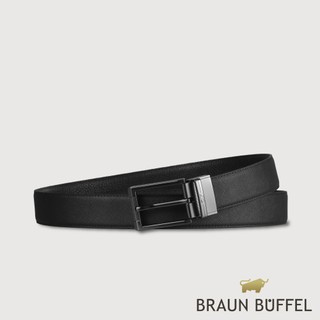 【BRAUN BUFFEL】時尚紳士 簡約穿針式皮帶-鎗色(德國小金牛台灣總代理)/BF25S-WEG209-SGU