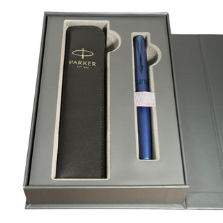 PARKER 派克 IM金屬系列電光藍鋼筆 真皮筆套禮盒