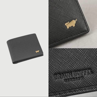 【BRAUN BUFFEL 德國小金牛】台灣總代理尚恩A 8卡中間翻零錢袋短夾-黑色/BF354-318-BK