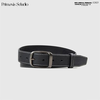 【PRIMAXIS】明線黑色皮帶 扣腰褲帶 牛仔褲百搭腰帶 針扣時尚褲帶 針扣皮帶 牛仔褲皮帶 休閒皮帶