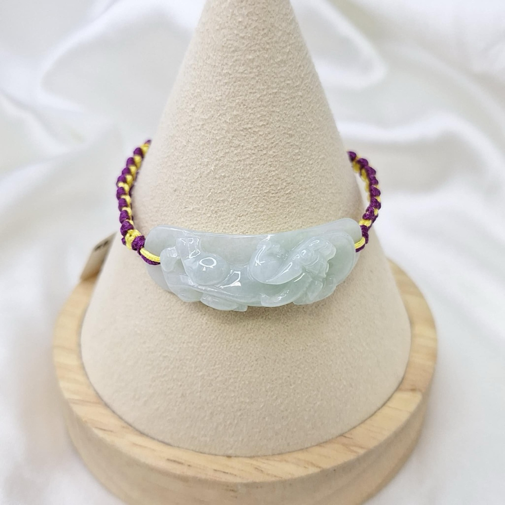 天然翡翠 緬細潤仿古草龍設計款手牌繩/鵝鵝天然翡翠/A0175017 玉石手牌 草龍手排 編織手繩