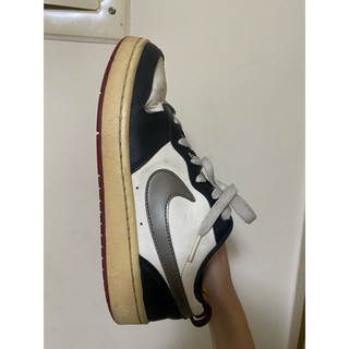 NIKE COURT BOROUGH GS 彩帶 黑白桃紅底女24號
