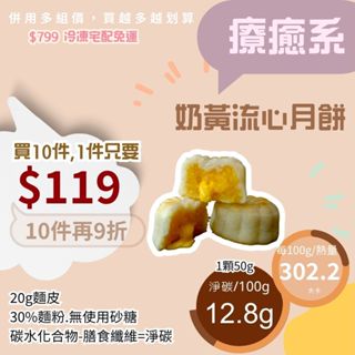 米林香 港式奶黃流心月餅 一入151大卡|淨碳6.4g 取代70%麵粉 奶黃月餅 禮盒 單入 二入組 四入組 中秋節月餅