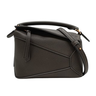 Loewe Mini Puzzle Edge 牛皮金釦迷你斜背兩用包(深灰)