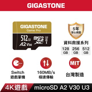【GIGASTONE】4K遊戲記憶卡512G/256G/128G A2 V30｜臺灣製造/Switch/microSD