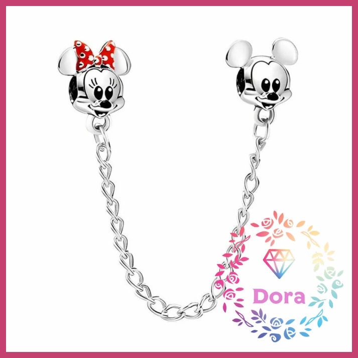 Dora Shop❤迪士尼-米奇與米妮老鼠安全鏈 S925 個性 輕奢 情人節 禮物 朵拉