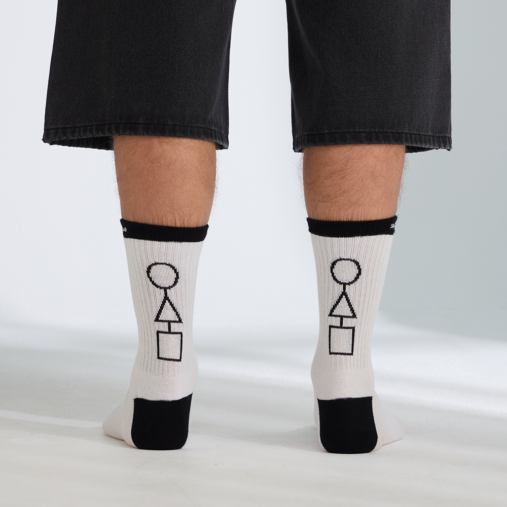 CACO-MIT 魷魚遊戲logo撞色中長襪-男【J1SG017】