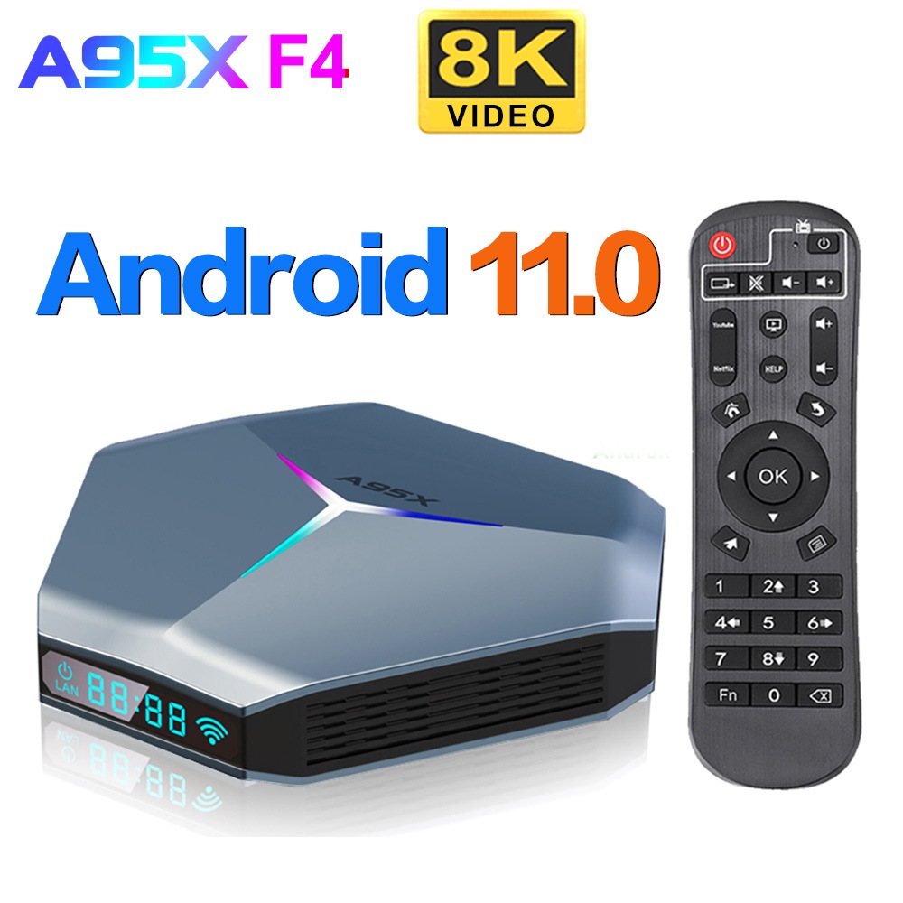 A95X F4 S905X4 4G+128G 越獄版 網路電視盒 8K 安卓11 雙频WIFI 藍芽4.1
