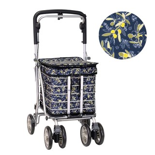 【Rollker羅克】保溫保冷 購物車 折疊推車 購物推車 買菜車 手推車 步行輔助車 銀髮族(NO.68-櫻桃黃花)