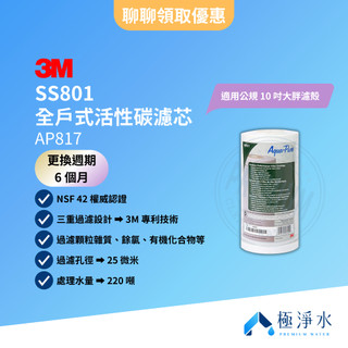 【3M】SS801 全戶式活性碳濾芯 AP817｜適用公規 10 吋大胖濾殻