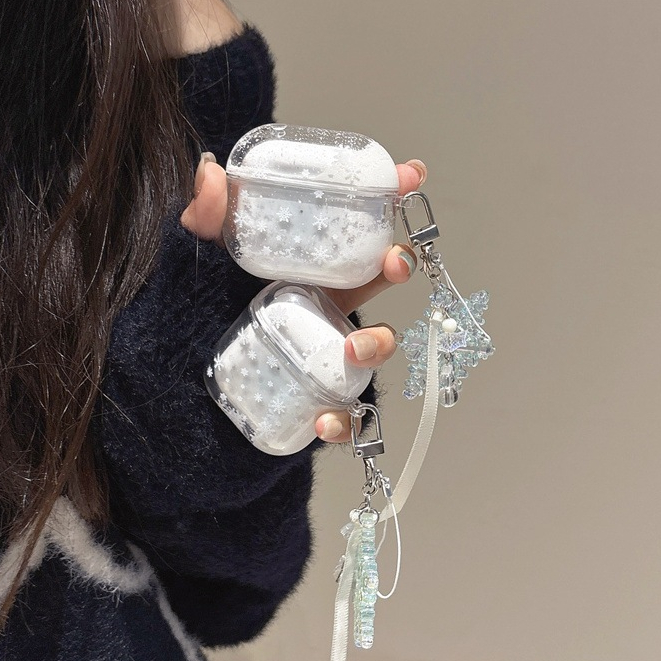 【硬殼】高檔流沙浪漫雪花AirPods Pro3 4 Pro2保護套 4代 1代 2代藍牙耳機套 耳機殼禮物