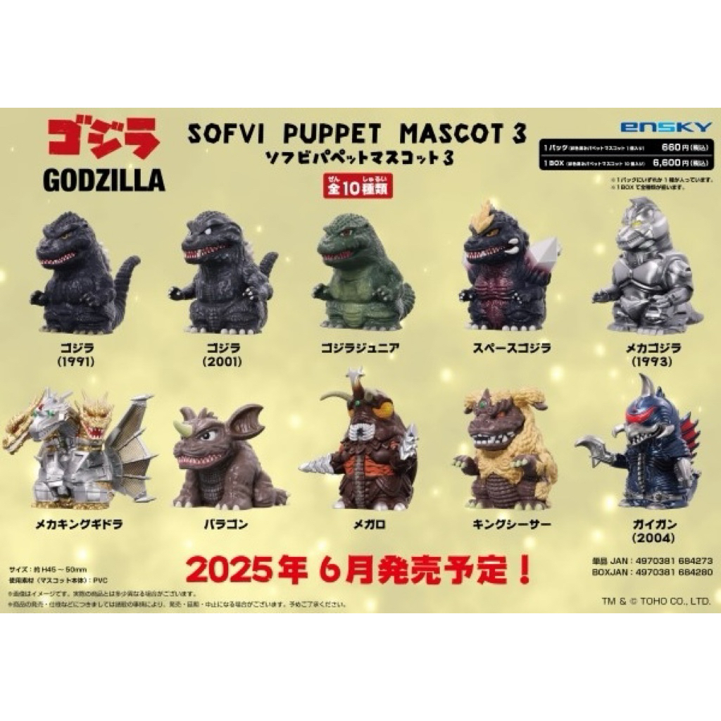 「玩具爽雙」現貨 Ensky 哥吉拉 軟膠 指偶 三代 P3 1991 2001 哥吉拉二世 太空哥吉拉 機械基多拉