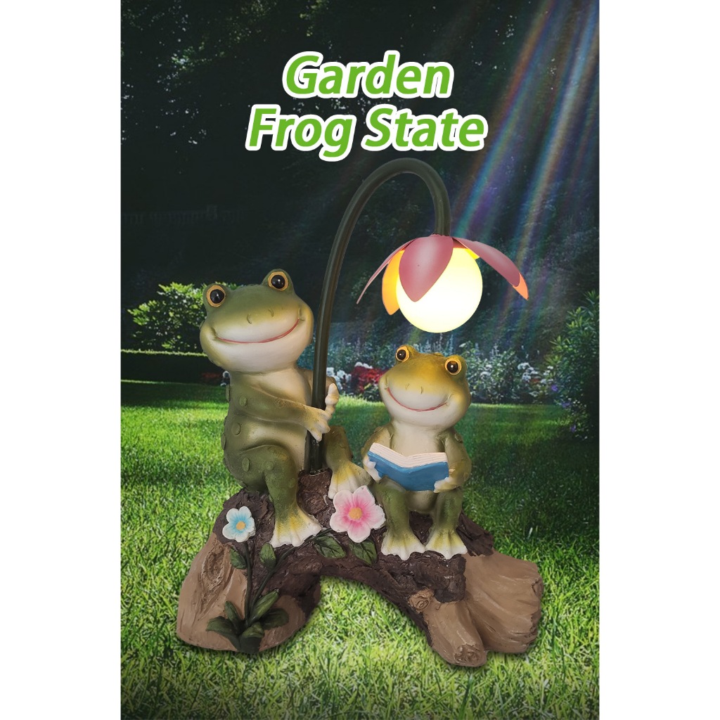 倆呆呆【台灣現貨】【隔日到貨】 太陽能青蛙創意燈擺件 太陽能燈 陽台花園裝飾庭院燈 防水燈 户外氛圍燈露台led燈