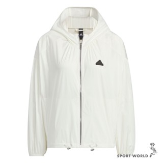 Adidas 連帽外套 女裝 風衣 寬鬆 米白【運動世界】IM8837