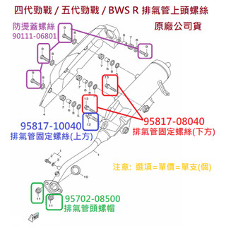 山葉 原廠 4代 5代 勁戰 新勁戰 四代 BWSR 排氣管螺絲 防燙蓋螺絲 排氣管頭螺絲 固定螺絲 螺帽 凸緣螺栓