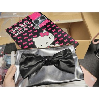 金屬質感 蝴蝶結 Hello Kitty 手拿肩背兩用包 鏈條 雜誌包