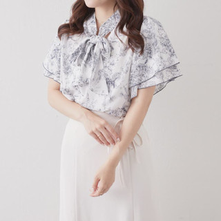 現貨🇯🇵日本空運直送♥日牌OLIVE des OLIVE ☁️碎花蝴蝶結🎀短袖襯衫 ◜♪