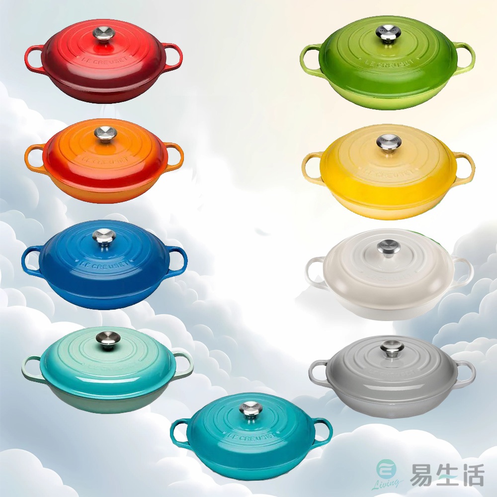 【易生活】Le Creuset 淺圓鑄鐵鍋 淺圓鍋 淺鍋 壽喜燒 30cm 新款LC鍋琺瑯鍋 各種顏色