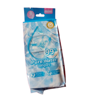 屈臣氏99%純水濕紙巾8張x8包入(迷你包)99%純水濕紙巾 8抽x8包/迷你隨身包嬰幼兒適用溫和無酒精 Watsons