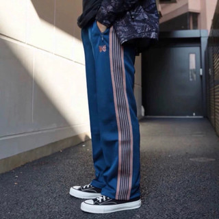 𝑳𝑱𝑻® 【多色實拍】Needles蝴蝶刺繡撞色 日系休閒長褲 直筒長褲 寬鬆長褲 運動長褲 潮牌