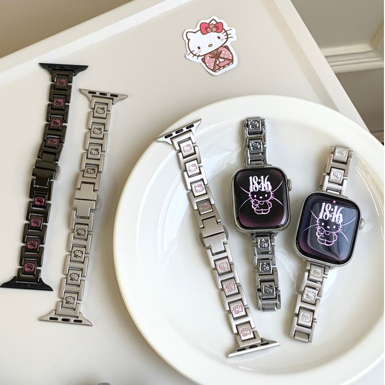Apple watch 錶帶 金屬錶帶 kt貓蝴蝶扣 適用 iwatch 10代 ultra 9/8765 se/S10