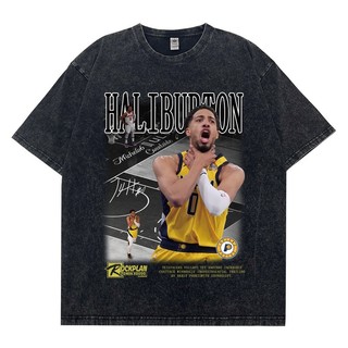 🚀台灣出貨🚀nba Haliburton 哈利伯頓 溜馬隊 純棉T賉 美式水洗oversize短袖 厚磅寬鬆短T 韓