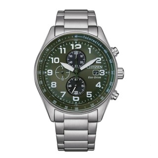 CITIZEN星辰 Chronograph系列 亞洲限定 飛行光動能三眼計時不鏽鋼腕錶 CA0770/CA0775