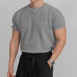 正韓SUPIMA棉亨利領肌肉款短袖上衣 4色 YUPPIE 預購商品 0623