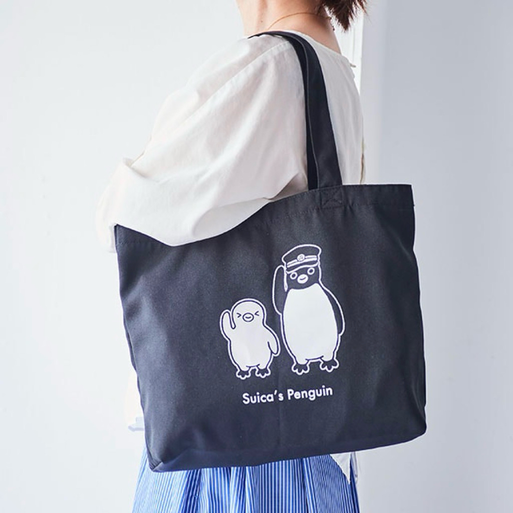 (現貨免運)Suica企鵝🐧🇯🇵黑色托特包 站長企鵝 JR吉祥物 西瓜卡企鵝