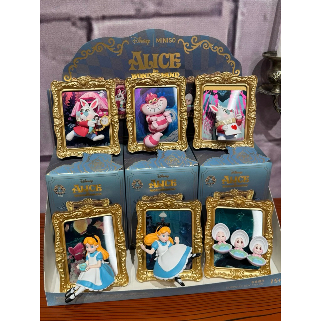 ( CCの店 )!! MINISO 名創優品 迪士尼 愛麗絲 柴郡貓 妙妙貓 牡蠣寶寶 白兔先生 美術館系列盲盒