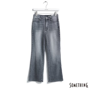 SOMETHING 女款 LISA丹寧九分靴型喇叭褲(灰色)