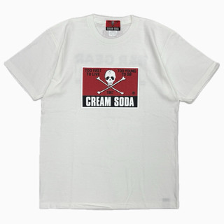 日本 PINK DRAGON - CREAM SODA 經典 紅旗骷髏 LOGO T-Shirt - WHITE