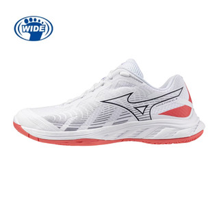 Mizuno 美津濃【授權經銷】男女 羽球鞋 WAVE FANG EL 2 寬楦 緩震 白粉 71GA242325