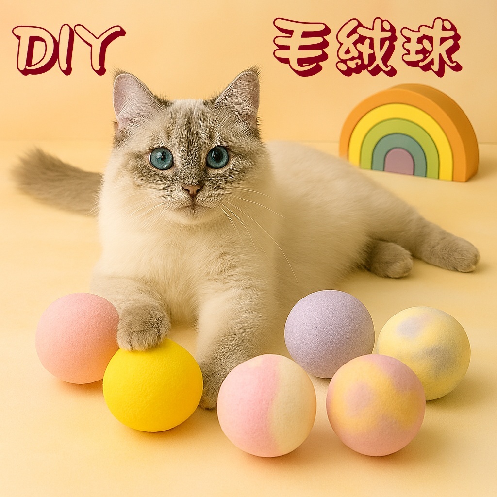 ＊Nicole寵物＊貓玩具 毛絨球 貓咪玩具 寵物玩具 逗貓球 毛球 毛線球 DIY 材料包 彈力球 貓 貓抓板 逗貓棒