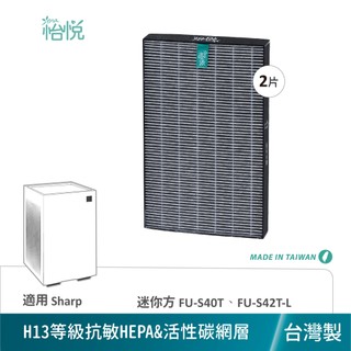怡悅HEPA活性碳濾網 適 夏普 SHARP FU-S40T-T FU-S40T-W FU-S42T-L 迷你方 清淨機