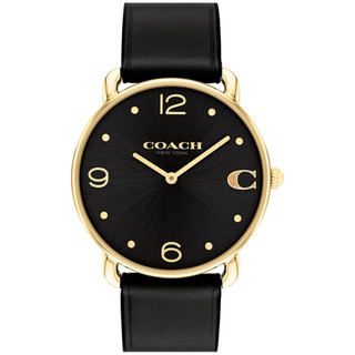 COACH Elliot C字皮帶女錶 黑麵黑皮帶 CO14504245