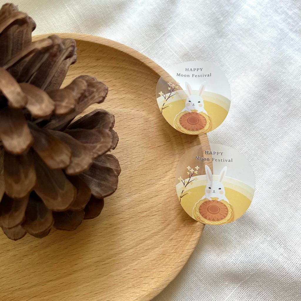 《Aki-G》中秋節貼紙 中秋透明貼紙 中秋節送禮貼 中秋月餅圓貼 月餅貼紙 禮盒貼紙 中秋節送禮 中秋節 包裝貼紙