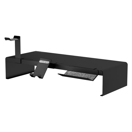 小白的生活工場*銀欣 (MR03) 具備可拆式手機架、耳機架與收納托盤的螢幕增高架(黑/白)可選