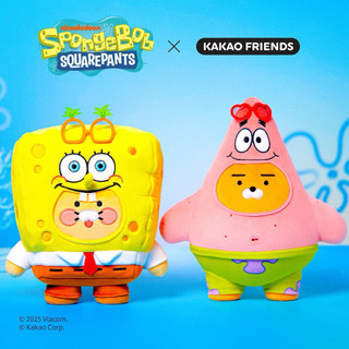 🇰🇷【KAKAO FRIENDS 聯名】Ryan × 海綿寶寶 & Ryan × 派大星中型玩偶（共兩款）