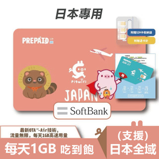 PIGWIFI 3~25天 日本網絡卡沖繩北海道 不挑手機上網絡卡SIM卡漫遊卡WiFi卡電話卡無限喫到飽不斷網
